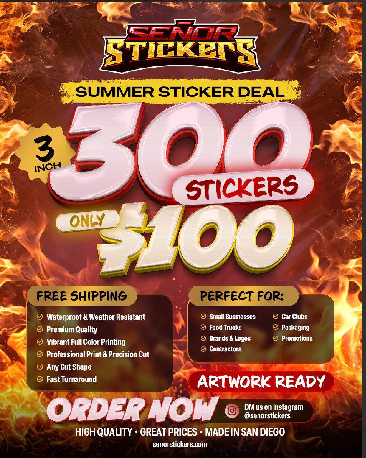 🔥 300 CUSTOM STICKERS FOR ONLY $100!